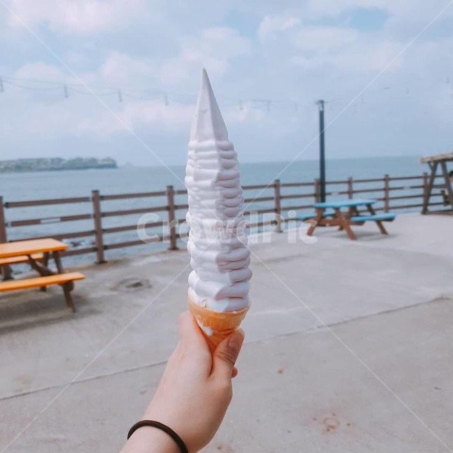 해변,바다,제주도,소프트콘,아이스크림