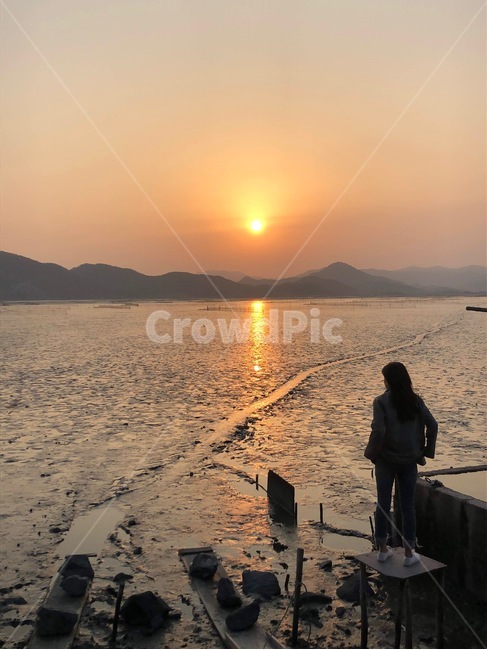 person,사람,인간,human,일몰,sunset,갯벌,함께,순천,와온바다