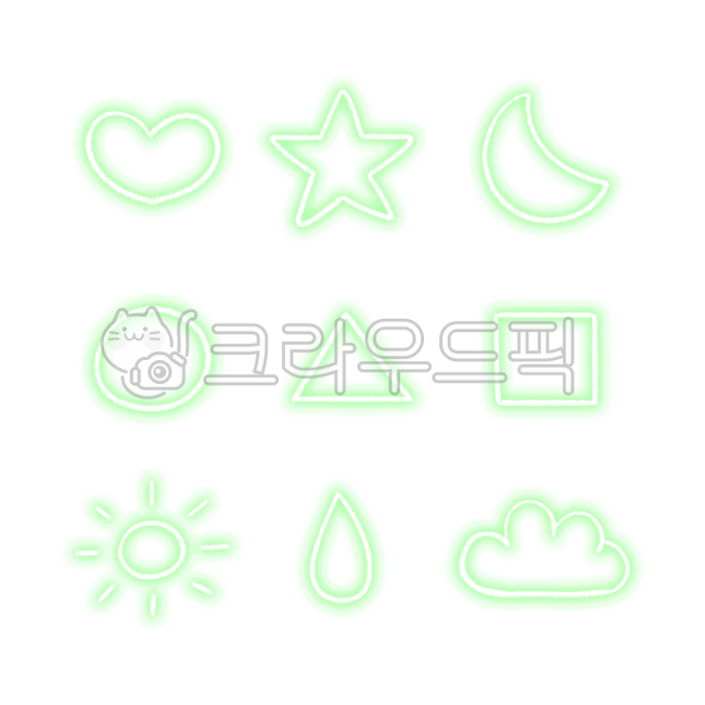 네온,neon,네온아이콘,green,아이콘,녹색,symbol,상징,도형,그린아이콘,하트,별,달,동그라미,세모,네모,해,빗방울,구름