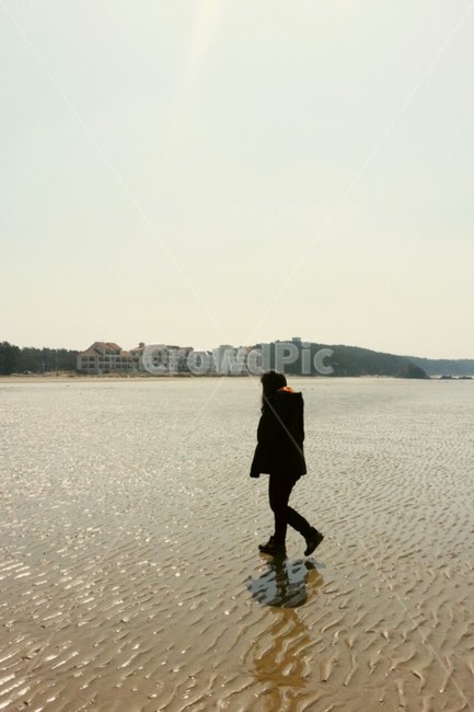 여행,옆모습,혼자,여자,바다
