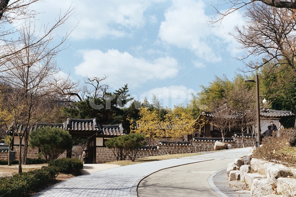 길,공원,봄,하늘,한옥,봄,계절,spring,season,시골,마을,풍경,landscape,country,rural,town,한국전통,한국문화,korean traditional,korean culture,path,통로