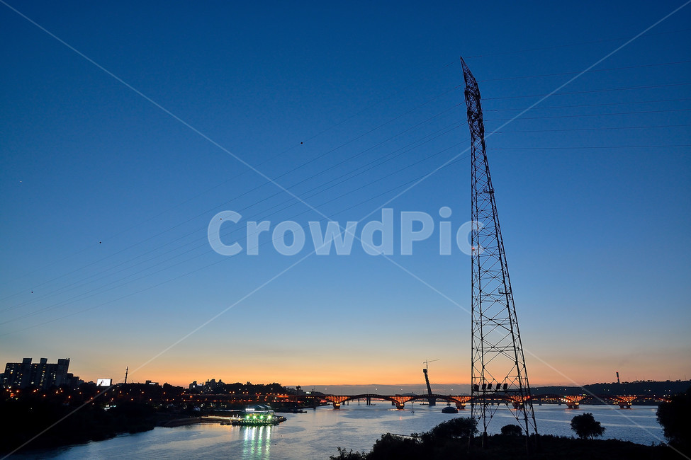 노을,야경,한강,철탑,풍경,산업,industry,industrial,에너지산업,energy industry