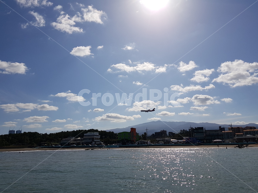 비행기,하늘,바다,제주,제주도,제주바다