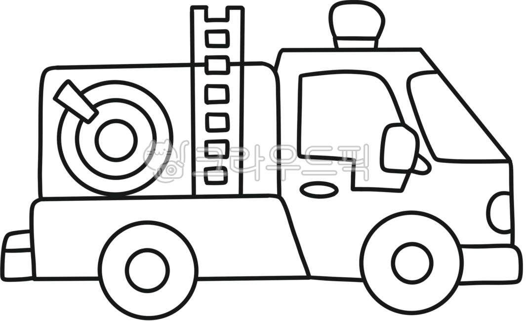 Car,Car Illustration,Means of Transportation,Fire Truck,119,Coloring Page,Fire Truck Coloring Page,Kindergarten Coloring Page