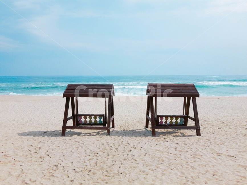 바다,벤치,해변,하늘,모래,해변,바다,beach,sea