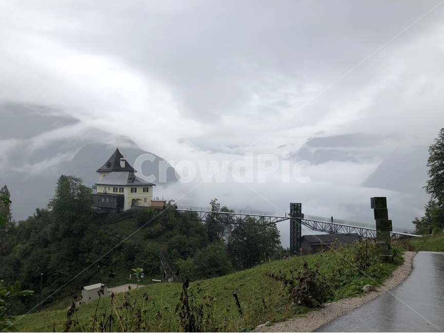 foggy,Austria,Eastern Europe,nature,sight,Rainy Day,salt square,Hallstatt,Fog