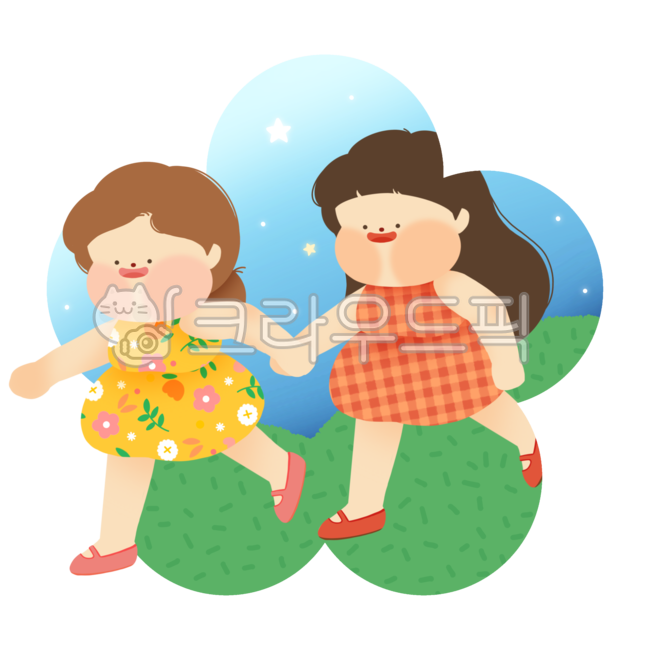 holding hands,Fairytale,pattern,school play,one piece,cute,summer,flower,floral pattern,spring,children,friend,illustration,With my friends,Childrens Day,together