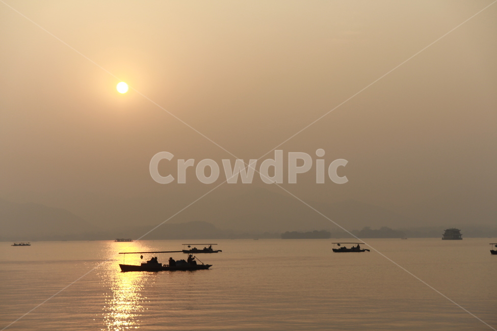 교통,boat,자연,보트,배,일몰,일과