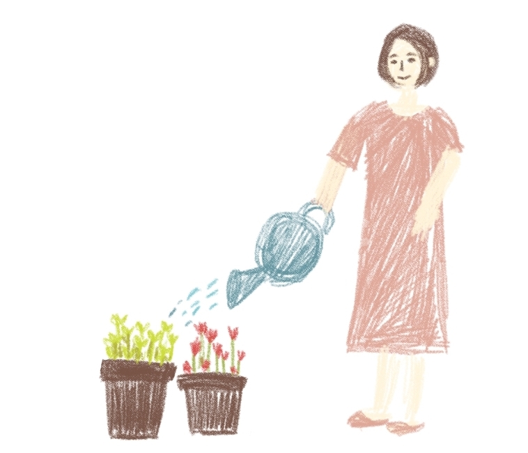 식물,정원,색연필,일러스트,물주기,따뜻함,그래픽,일러스트레이션,graphic,illustration