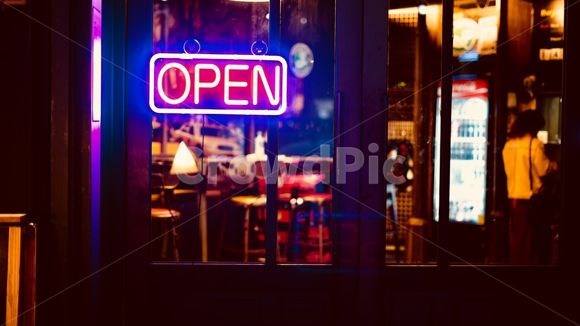 led,간판,야경,음식점,사람,human,open,오픈,전등,전구