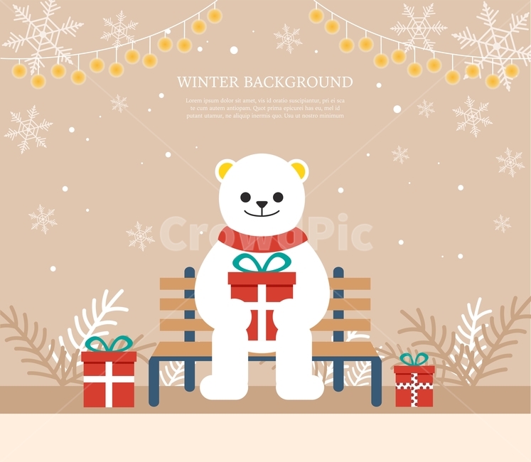 곰,의자,선물상자,벤치,눈,겨울,겨울,계절,winter,season,그래픽,일러스트레이션,graphic,illustration