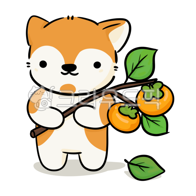 강아지,단감,가을,일러스트,감따기,이벤트,수확,과일,음식,간식,감,시바견,그림