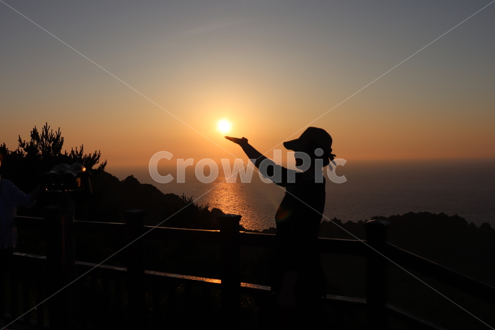 여행,일출,제주도,성산일출봉,노을,그림자,역광