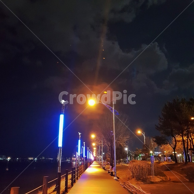 야경,가로등길,가로등,풍경,산책로