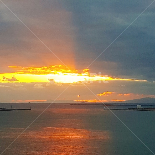 노을,구름,바다,태양,햇빛