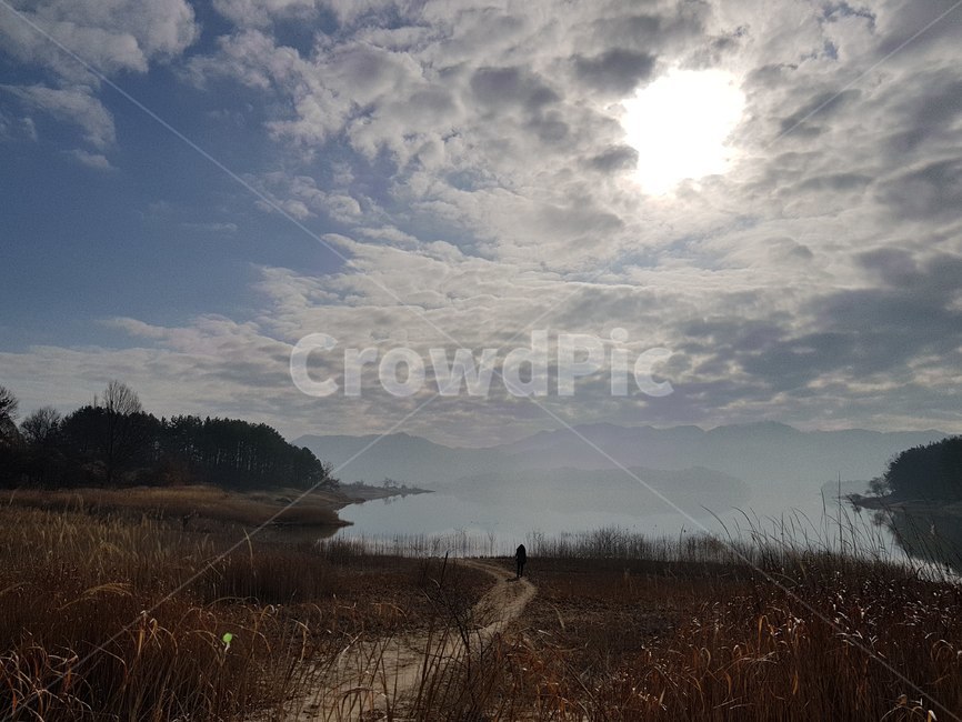 대청호,하늘,호수,숲,구름