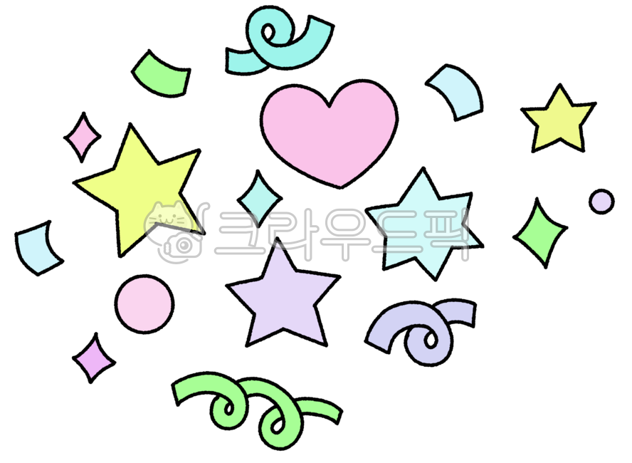 폭죽,꽃가루,일러스트,손그림,드로잉,귀여운,스티커