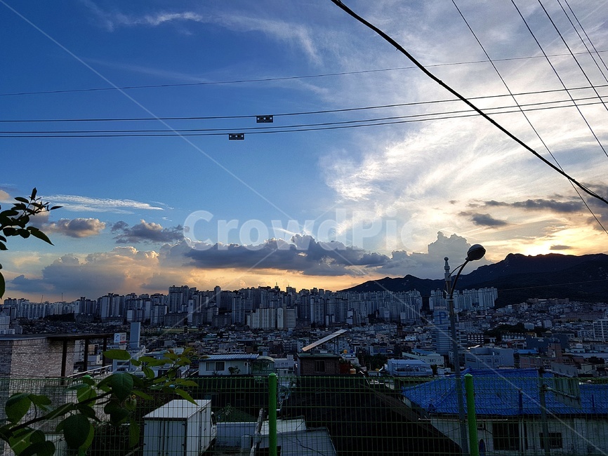하늘,노을,전기줄,구름,건물,도시,풍경,city,landscape,한국도시풍경,한국도시경관,korea cityscape