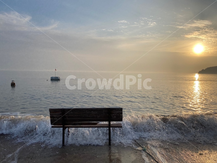 벤치,자연,바다,sea,대양,nature,일몰,낙조,파도,해변,감성,낭만