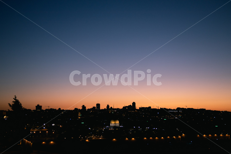 golden time,night view,Seungcheon Mountain,Jerusalem,sunset,Mount of Olives,Israel
