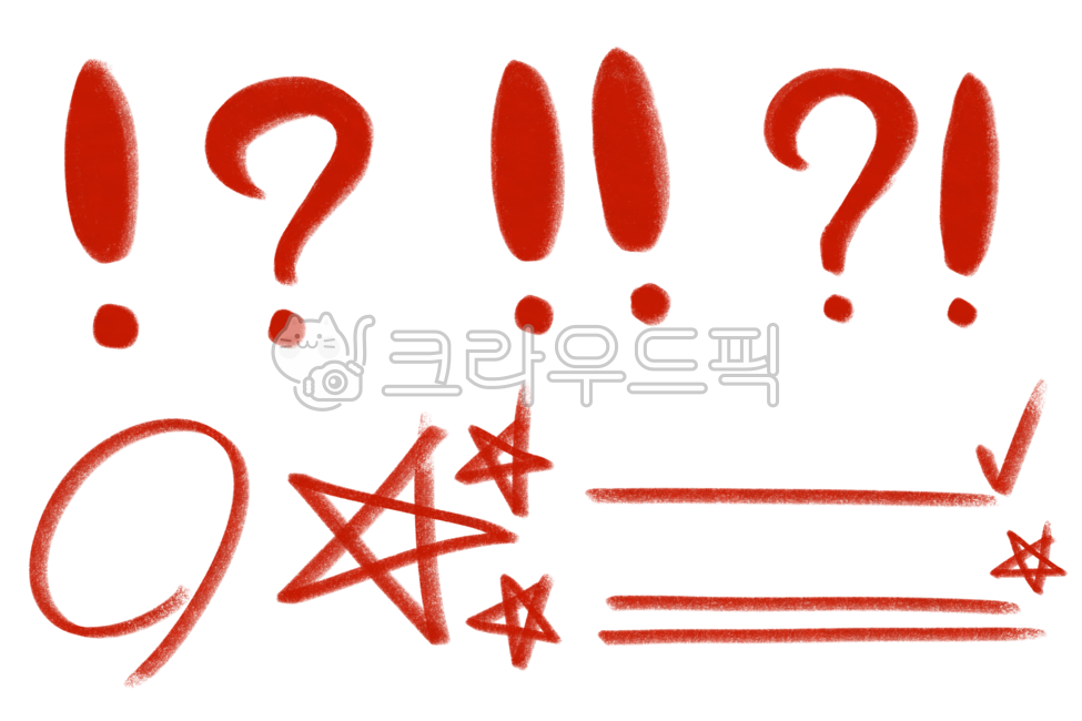 Doodle,underscore,Exclamation mark,asterisk,color pencil,red pen,question mark,circle,mark