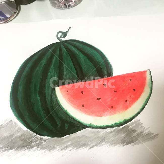 수박,과일,수채화,그림,썰은수박