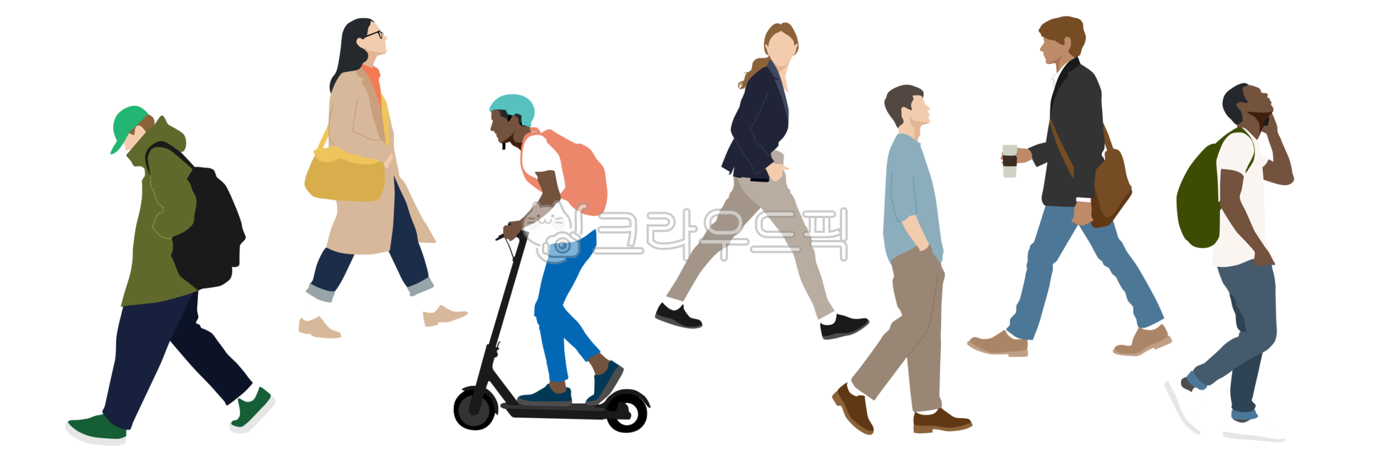 사람,사람들,people,person,출근,걸어가는,길거리,거리,걷는,도로,20대,젊은이,대학생,mz,mz세대,킥보드,헬멧,인물,비지니스,회사원,직장인,옆모습,전신,포즈