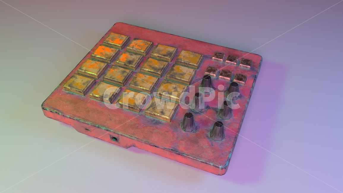 controlpad,음악,악기,전자,electronic,전자악기,전자음,edm,이디엠,골동품,낡은,빈티지,녹슨,구리,페인트,렌더링,3d,컨트롤패드,control,pad,패드,로봇,부품,robot,로보트,전자제품,전자기기,사물,물건,오브젝트,thing,object,matter