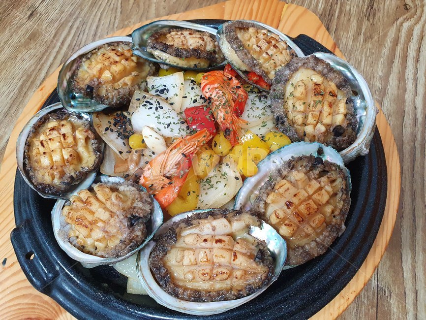 seashell,조개,전복,한국음식,구이,전복구이,야채구이,보양식,음식,요리,food,dish,meal,koreanfood,vege