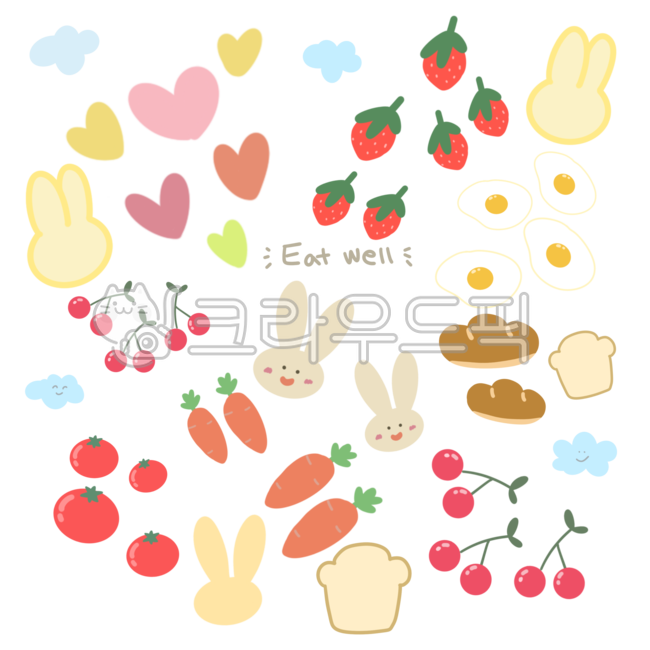 cherry,Nukki,egg,fruit,adornment,So cute,Good Note,cute,cloud,Cute illustrations,Fried egg,rabbit,rabbit illustration,bread,fruit illustration,strawberry,sticker,png,heart,food,Dakku png,diary,Dakku,illustration,carrot