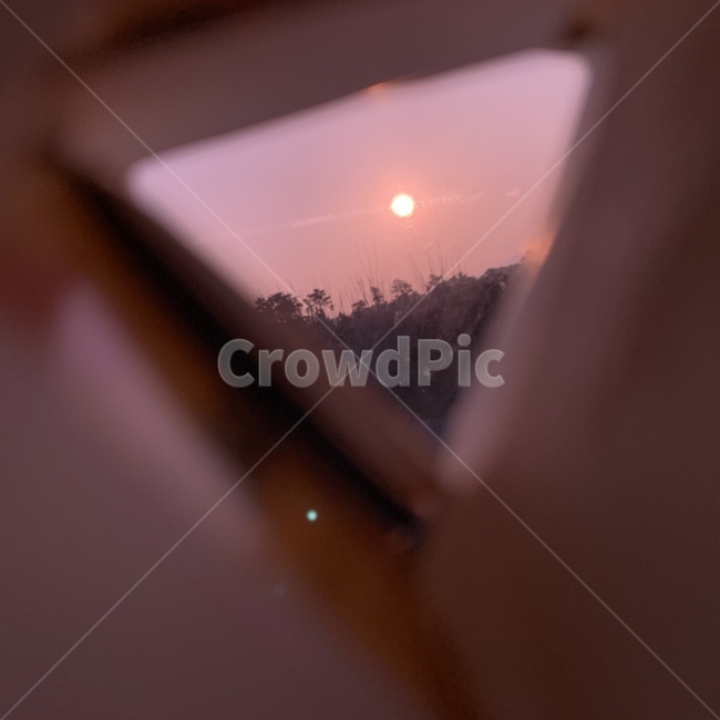 태양,산,붉음,해질녘,자연