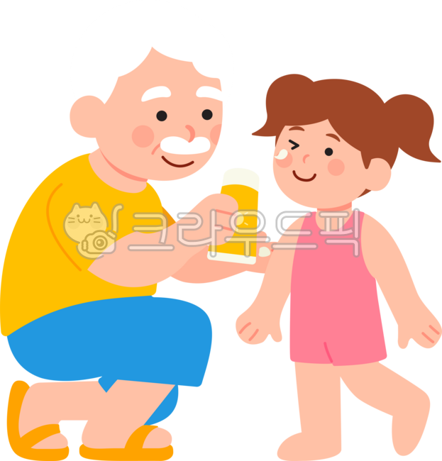 선크림,할아버지,어린이,여름,여름일러스트,선크림발라주는일러스트,캐릭터,자외선,여자아이,아이,소녀,어른,가족,수영복,어린이수영복,할아버지일러스트
