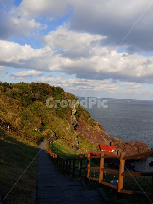 산책로,제주도,성산일출봉,자연,바다,계단,jeju,nature