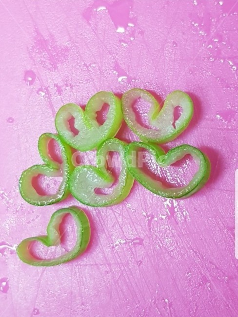 하트,파,칼질,6,여섯개,대파,작은하트