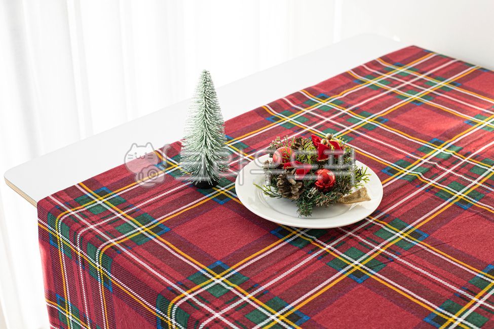 테이블보,식탁보,테이블,크리스마스,크리스마스체크,체크무늬,패브릭