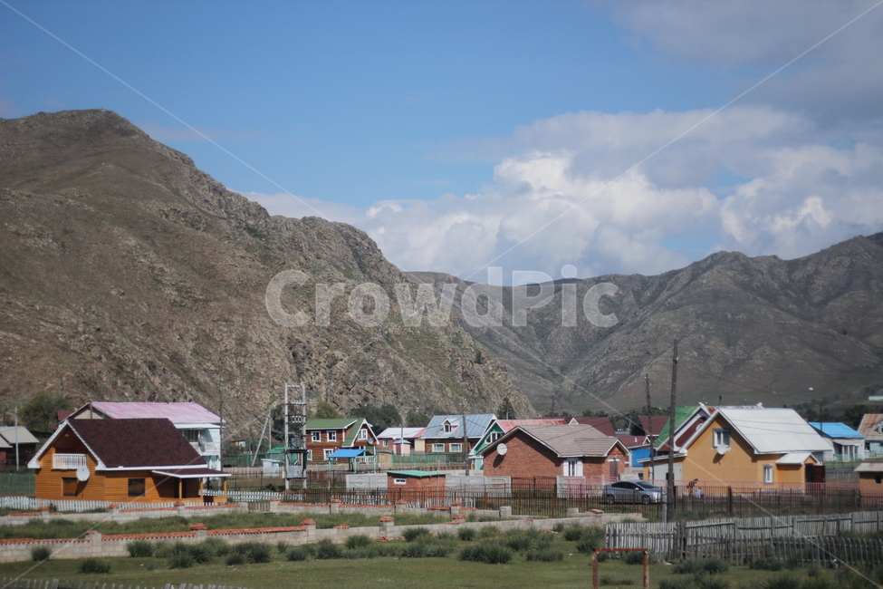 몽골,마을,산,협곡,하늘,구름,알록달록,시골,마을,풍경,landscape,country,rural,town