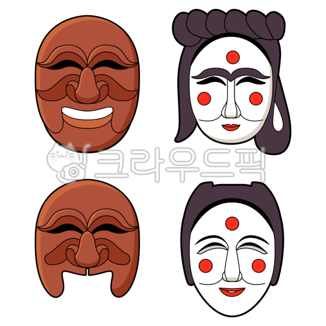 한국, 전통, 탈, 가면, 대한민국, 사진,이미지,일러스트,캘리그라피 - 소미쌤작가