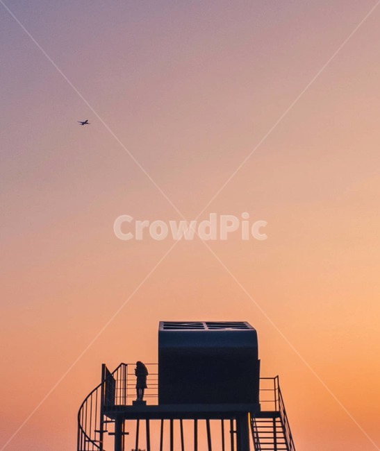 다대포해수욕장,일몰,노을,비행기,부산,해질녘,실루엣,그림자,silhouette,shadow