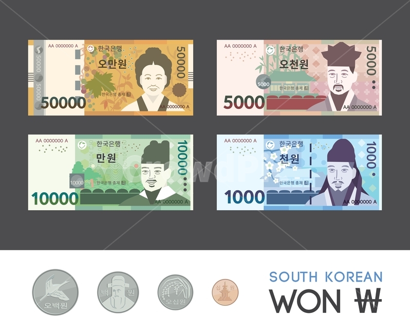 한국지폐,지폐,단순한,심플한,일러스트,아이콘,돈,화폐,동전,종이돈,코인,오만원,만원,오천원,천원,오백원,백원,오십원,십원,단위,수익,수입,재산,금융,돈,finance,banking,money,그래픽,일러스트레이션,graphic,illustration