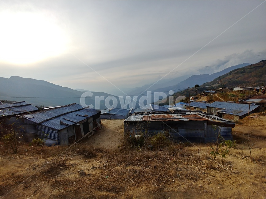 집,산,네팔,마을,건물,양철집,양철,하늘,구름,안개,시골,마을,풍경,landscape,country,rural,town,해외,외국,세계,foreign,oversea,world