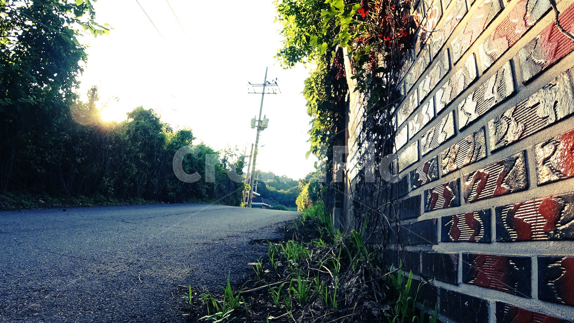 담벼락,전봇대,해질녘,시골길,도로,노을,햇빛,골목길,alley,asphalt,아스팔트
