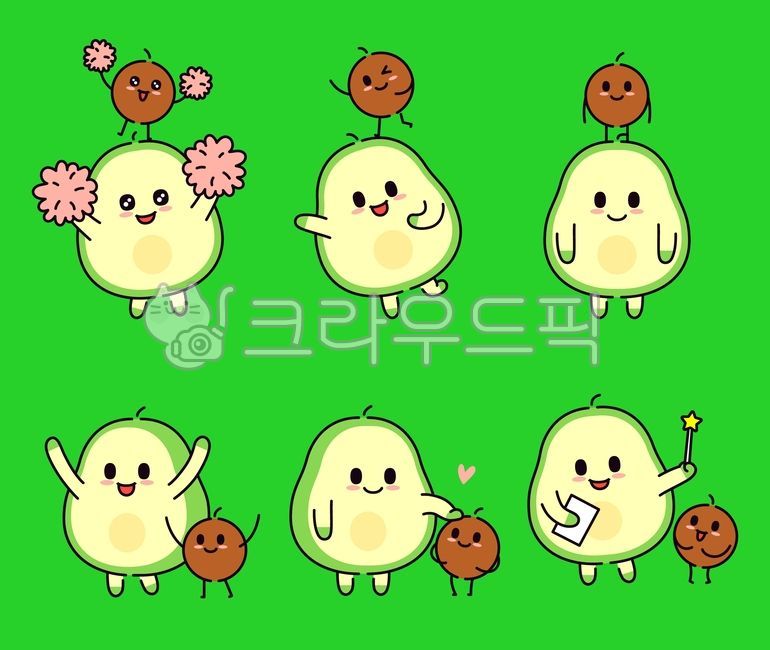 아보카도, 캐릭터, 포즈, avocado, character, 사진,이미지,일러스트,캘리그라피 - arusoj작가