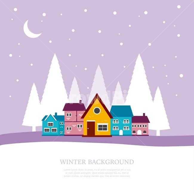 달,나무,눈,집,건물,겨울,밤,저녁,겨울,계절,winter,season,그래픽,일러스트레이션,graphic,illustration