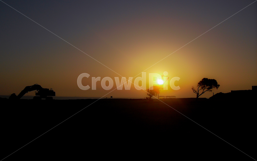 일출,중장비,해변,여명,공사,실루엣,현장,실루엣,그림자,silhouette,shadow,산업,industry,industrial