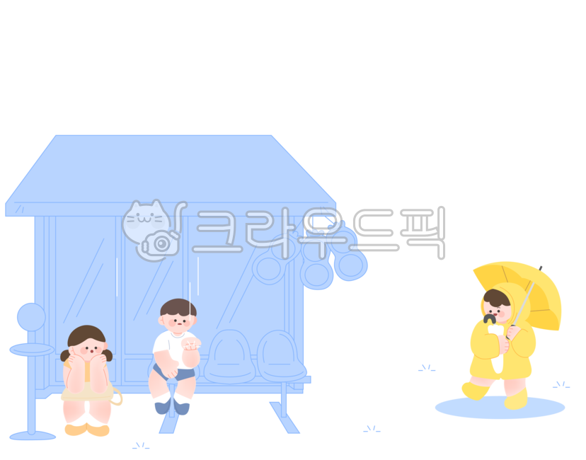 shelter,summer weather,summer,building,bookstore,character,children,Raincoat,Boys,weather,architecture,rain,umbrella,chair,store,Girls,lifestyle,outdoors,The rainy season,Rainboots,Rainy Day,illustration,Elementary student