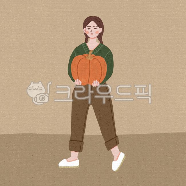일러스트,귀여운일러스트,감성적인일러스트,따뜻한일러스트,감성,따뜻한,귀여운,호박,pumpkin,가을,autumn,fall,여자,clothing,의류,apparel,의복,소녀