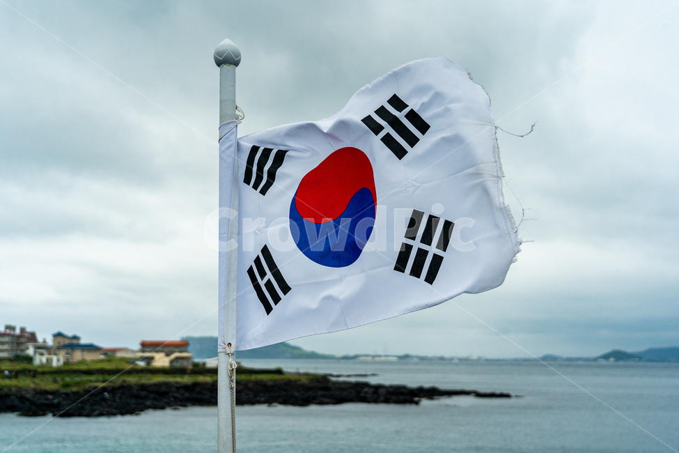 제주도,제주,태극기,바람,우도,깃발,상징