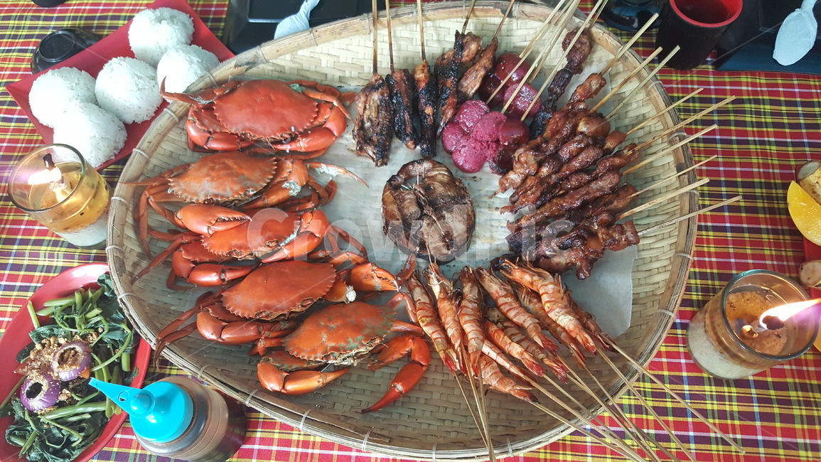 필리핀,해산물,꼬치,선상,이국요리