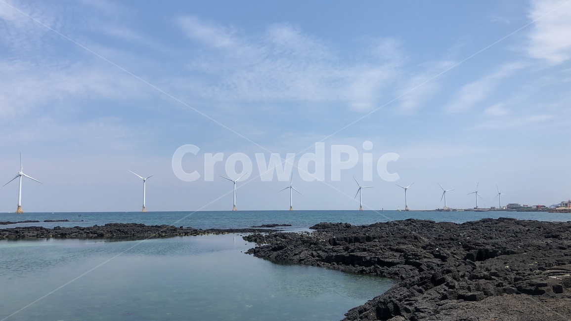 신창리해안,풍력발전기,제주도바다,제주도,풍력발전소,제주