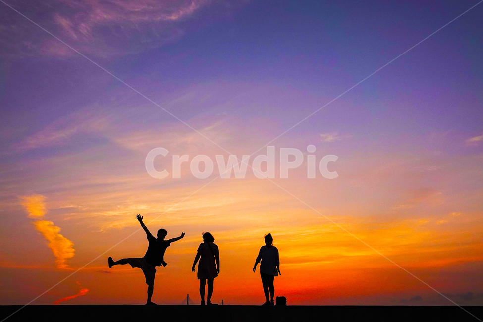 person,사람,human,인간,silhouette,실루엣,nature,자연,모델,포즈,일몰,서해